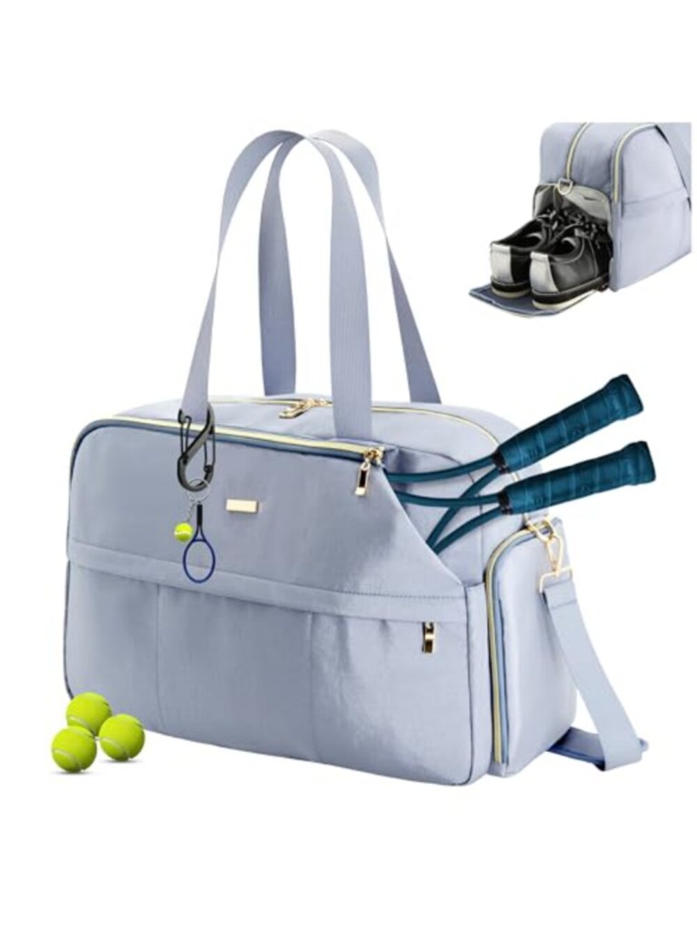 Women's Tennis Racket Bag with Shoe Compartment Polyester Gym Tote